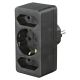  Hama 3-way Socket Adapter 1 schuko 2 x Euro, black 