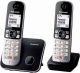 Panasonic KX-TG6852 Ασύρματο Τηλέφωνο Duo με Aνοιχτή Aκρόαση Μαύρο
