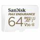 SanDisk MAX ENDURANCE 64GB microSDXC Memory Card with Adapter for Home Security Cameras and Dash Cams (SDSQQVR-064G-GN6IA) (SANSDSQQVR-064G-GN6IA)