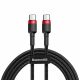 Baseus Cafule Cable Durable Nylon Braided Wire USB-C PD / USB-C PD PD2.0 60W 20V 3A QC3.0 2M  black-red CATKLF-H91 