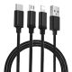 Remax Agile 3in1 RC-131th Nylon Braided USB - micro USB / Lightning / USB-C Cable 2.8A 1m black (PD-B31th black)